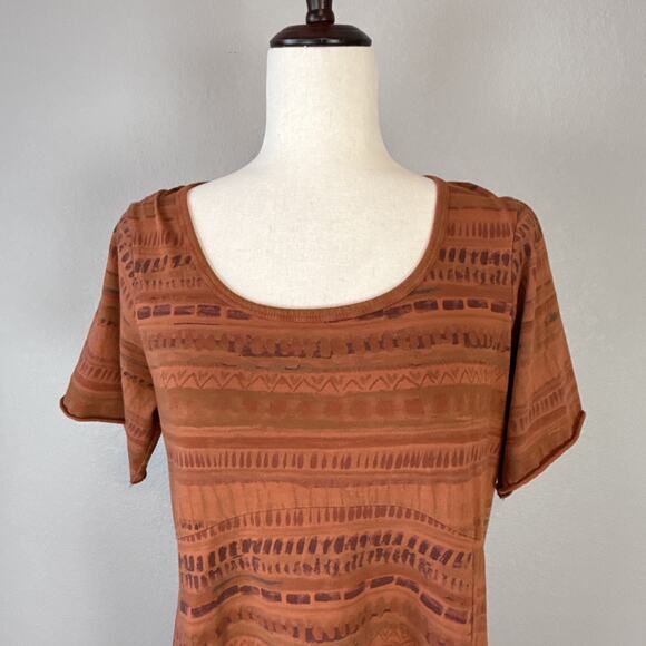CMC Color Me Cotton Asymmetrical T-Shirt Dress Size M Terracotta Brown Stripe - Picture 3 of 9